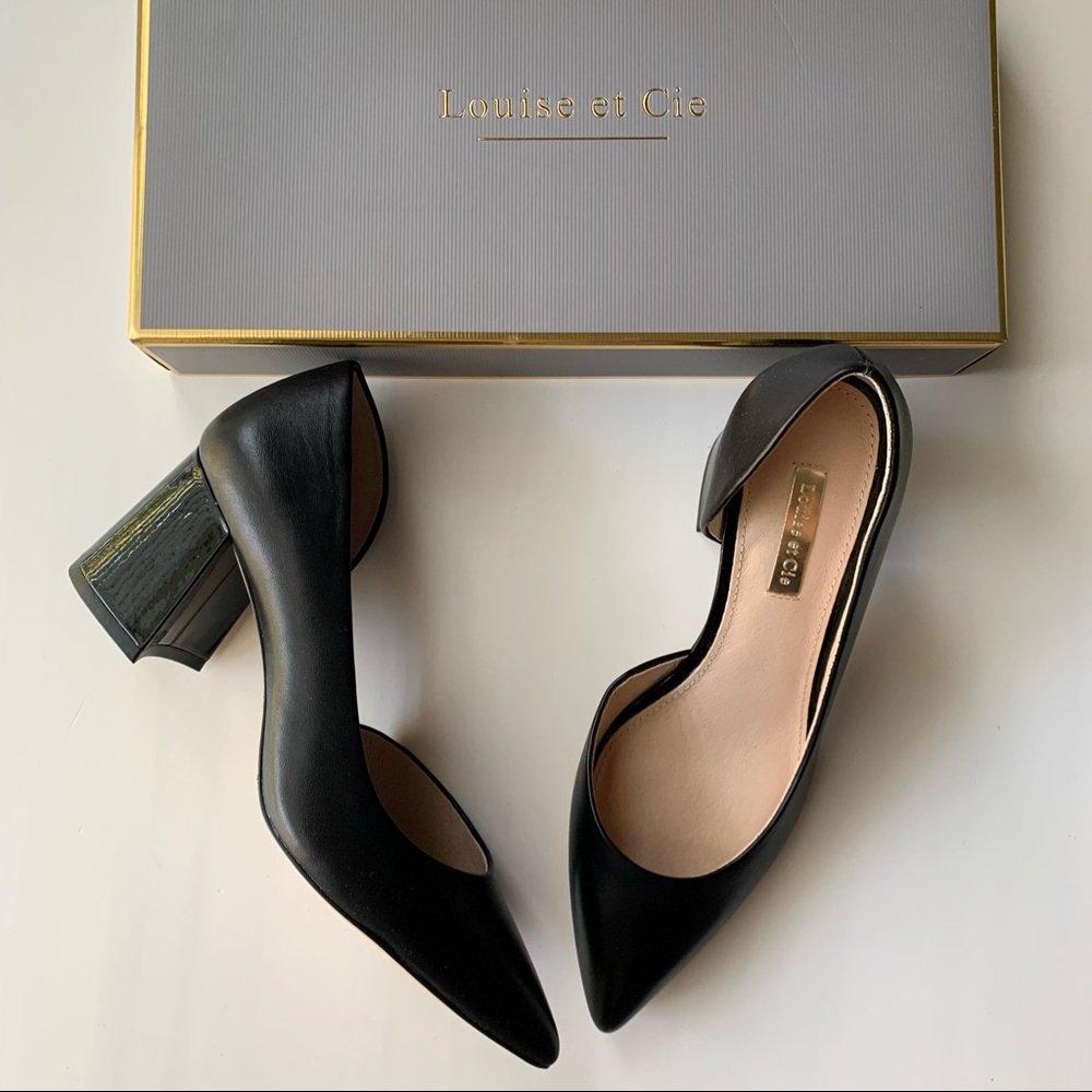 Louise et Cie black Jolon d’orsay block heels NIB